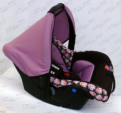 Автокресло группа 0+ (до 13 кг) Kids Planet Luna, розовые совы