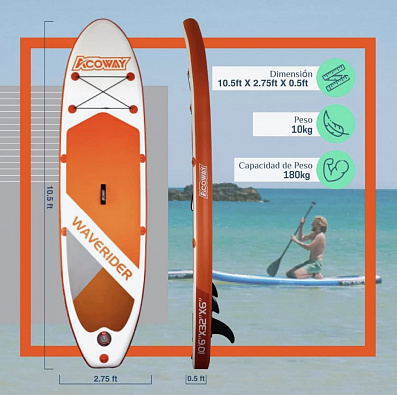 Sup board (Сапборд) Надувная доска ACOWAU ride orange (320*81*15) до 180кг